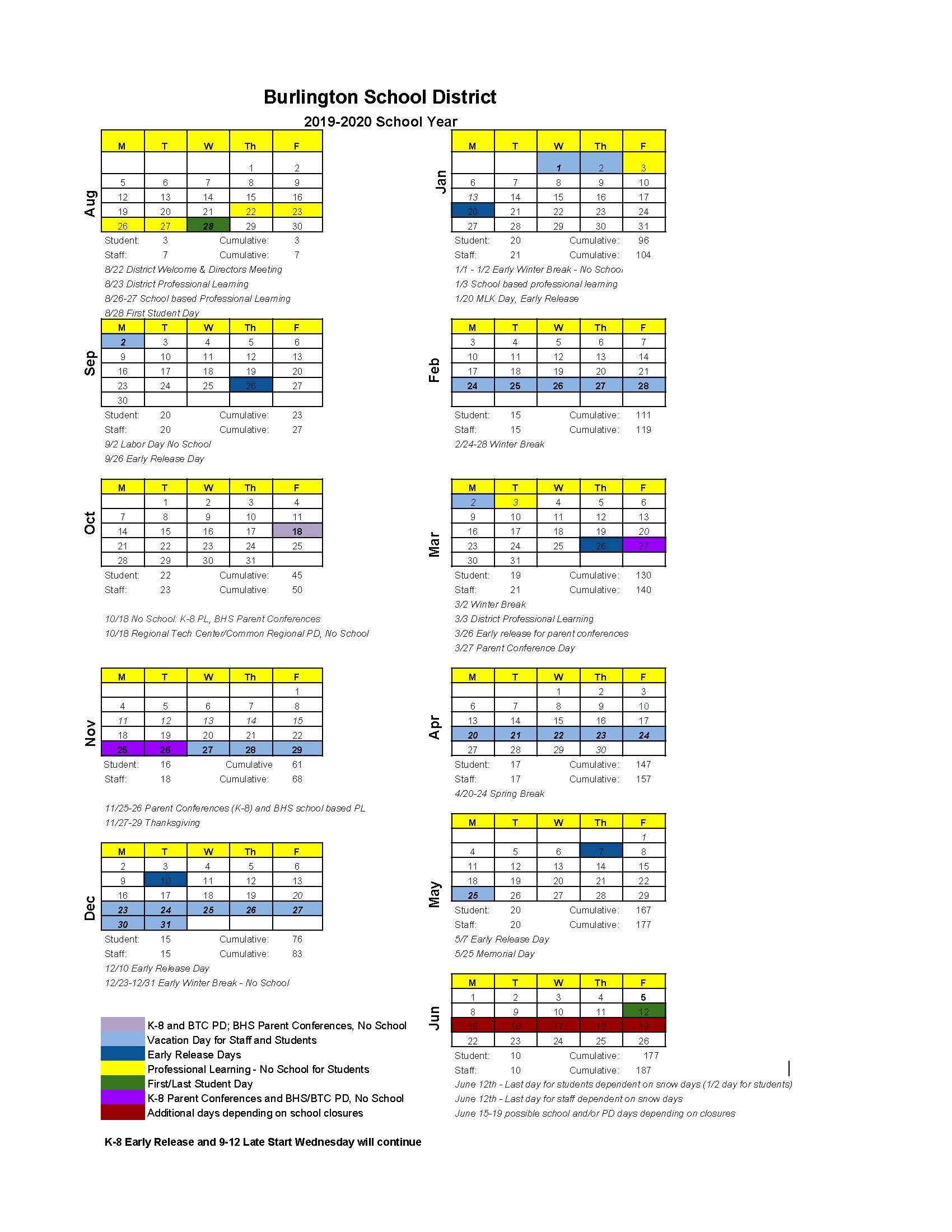 BSD 2019-2020 Final Calendar Approved 052119 - 2019-2020